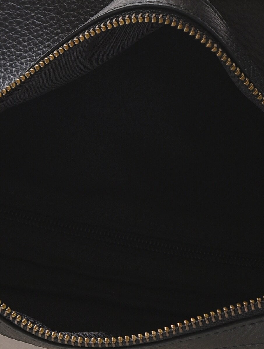 Black Leather Sling Belt Bag
