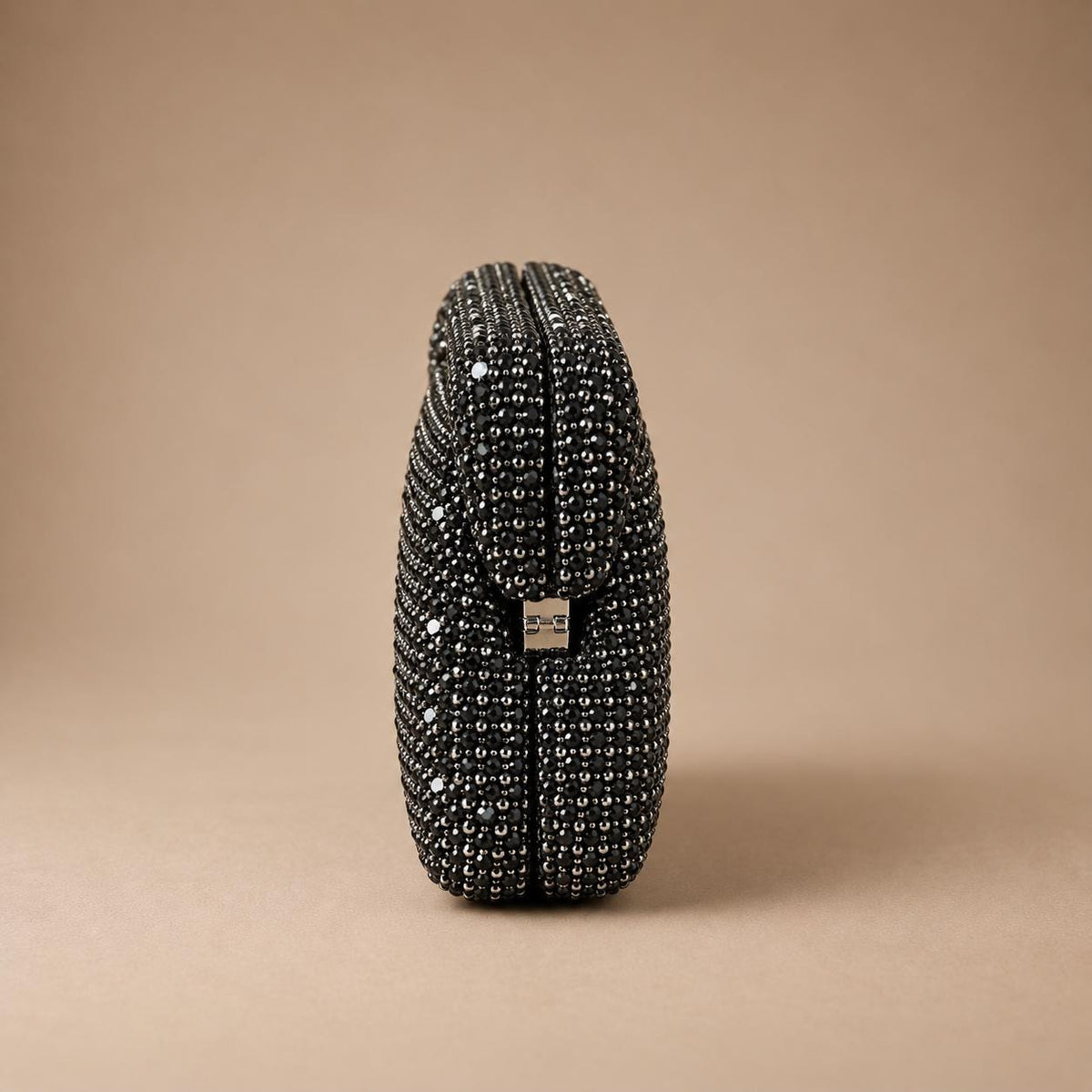 Black Embellished Evening Clutch with Chain Strap