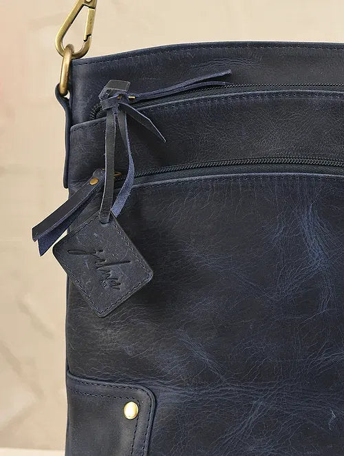 Blue Leather Sling Bag for Everyday Use