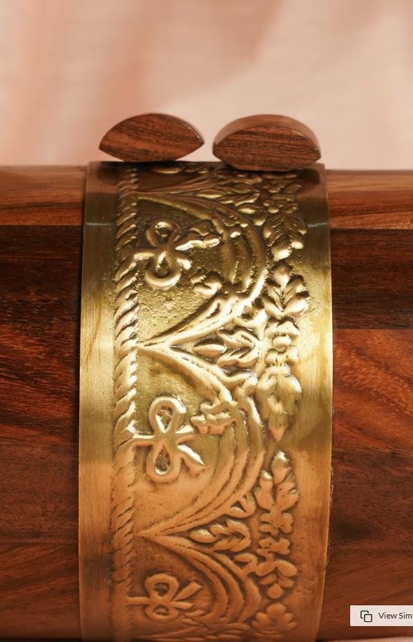 Handcrafted Wooden Barrel Clutch with Brass Handle
