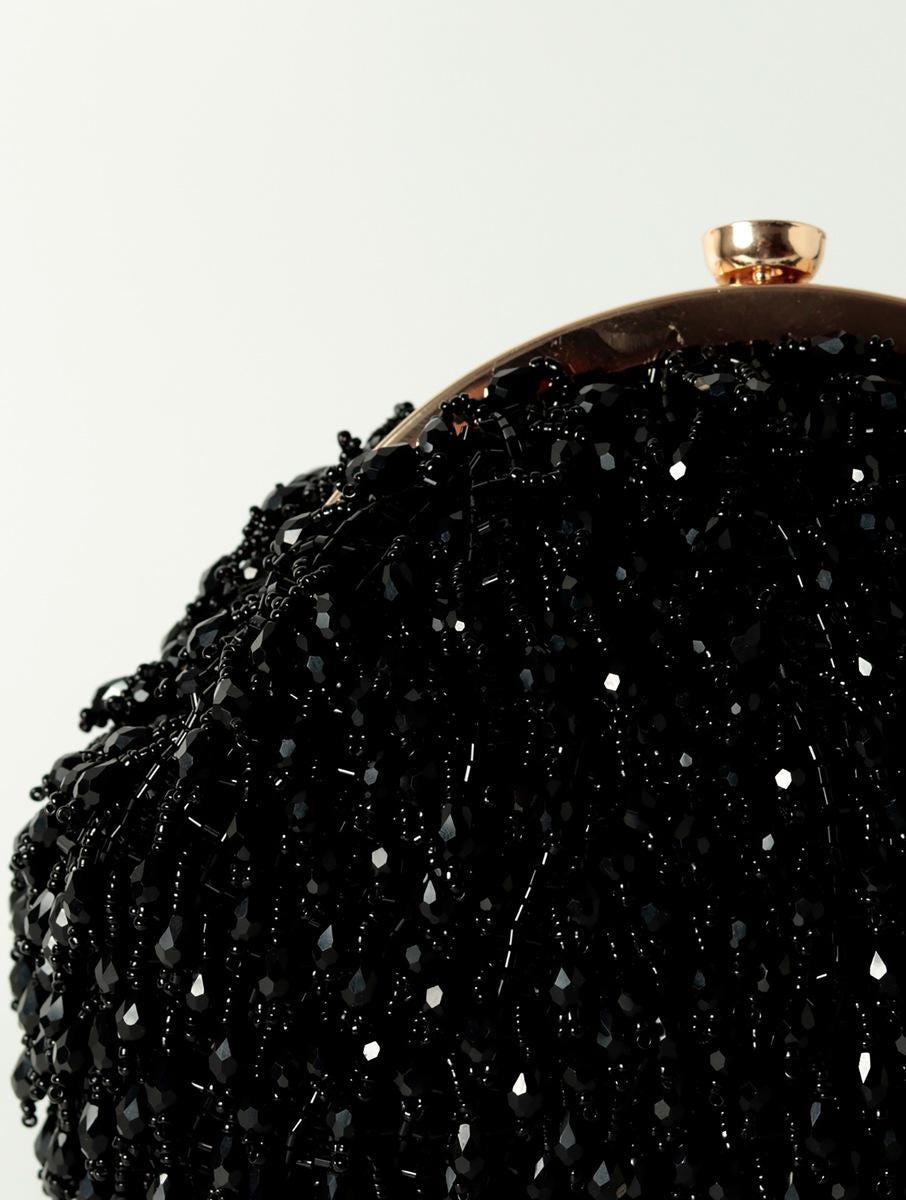 Black Embellished Potli Bag with Handle