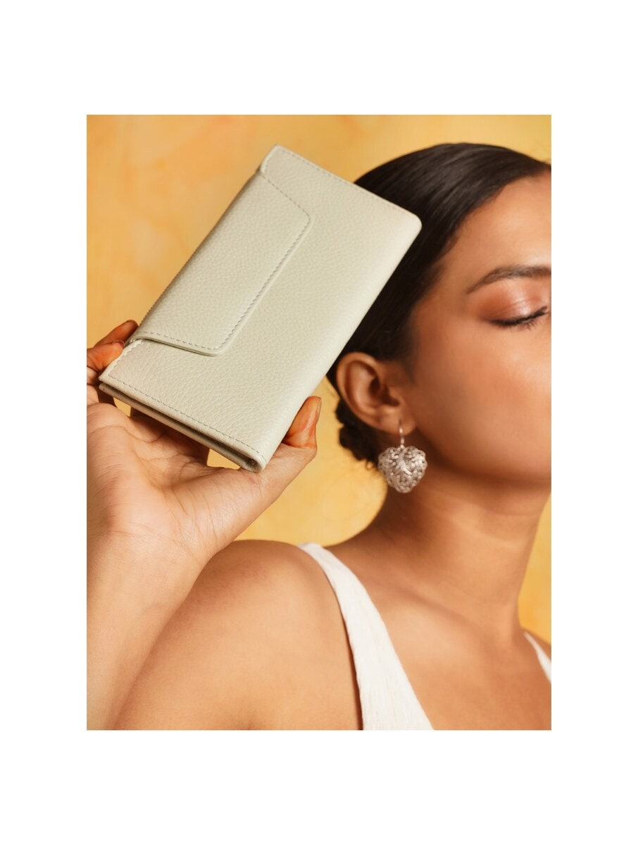 Handcrafted Ivory Leather Wallet for Women