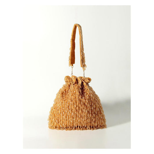 Gold Embellished Potli Bag with Decorative Handle