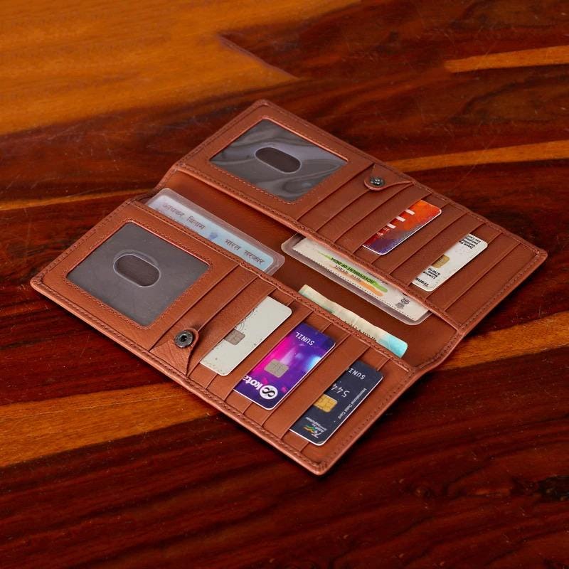 Tan Brown Leather Wallet for Women