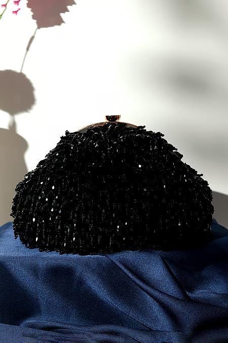 Black Embellished Potli Bag with Handle