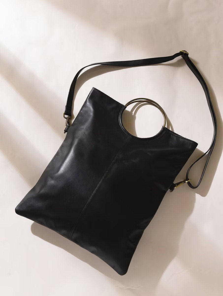 Black Leather Sling Bag