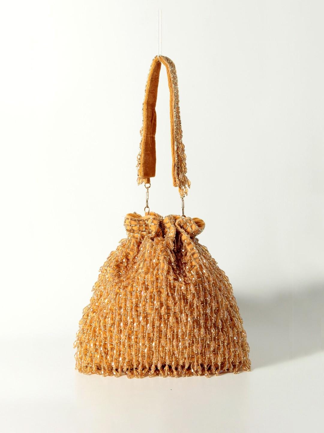 Gold Embellished Potli Bag with Decorative Handle