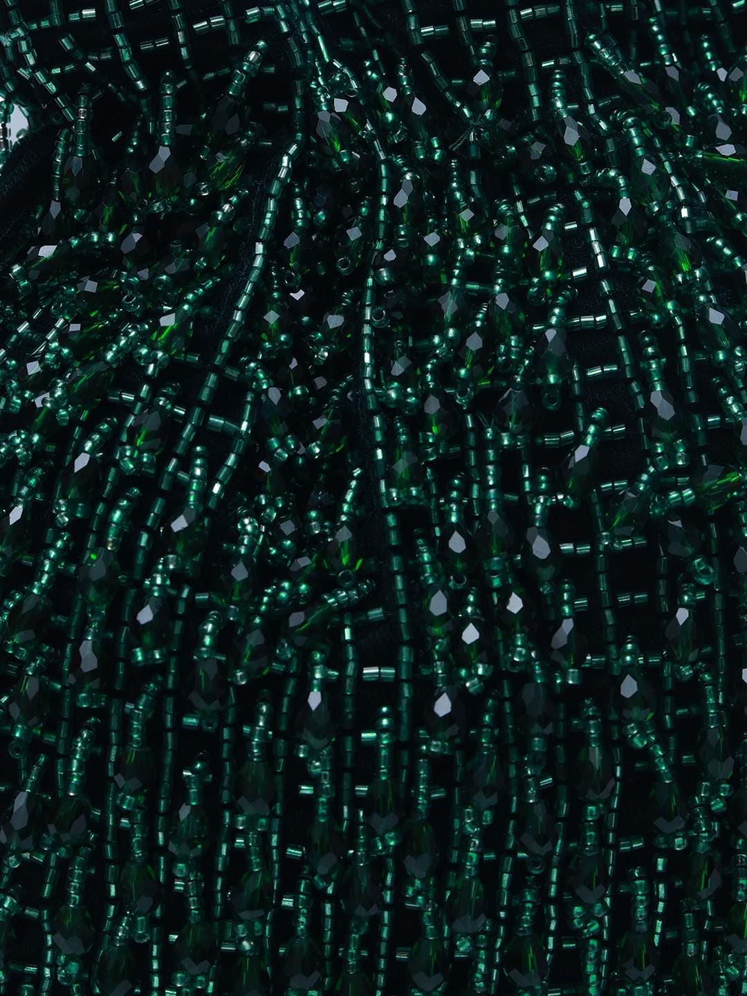 Green Beaded Potli Bag with Drawstring Closure
