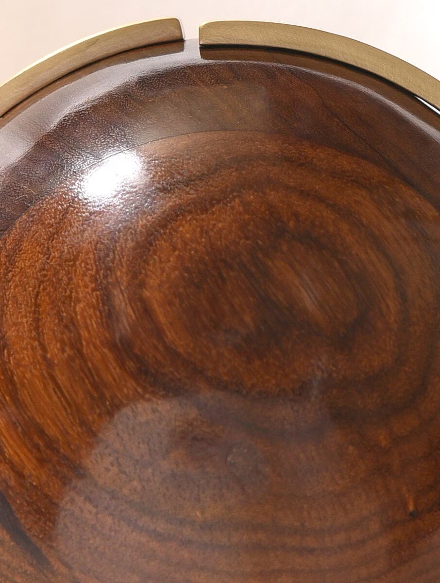 Handcrafted Wooden Ball Clutch with Gold Chain