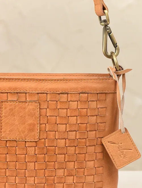 Brown Woven Leather Crossbody Bag