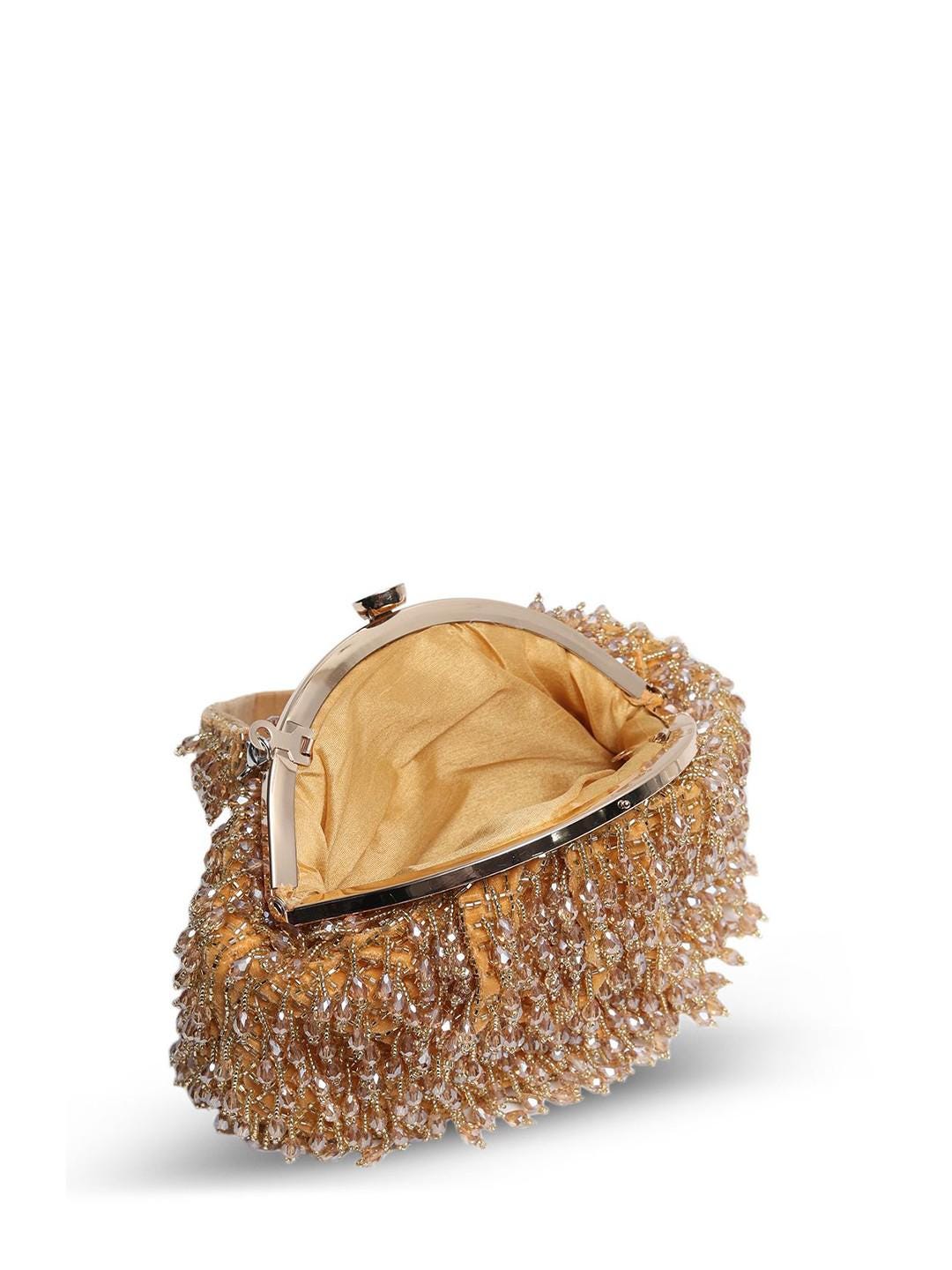 Gold Embellished Potli Bag with Decorative Handle