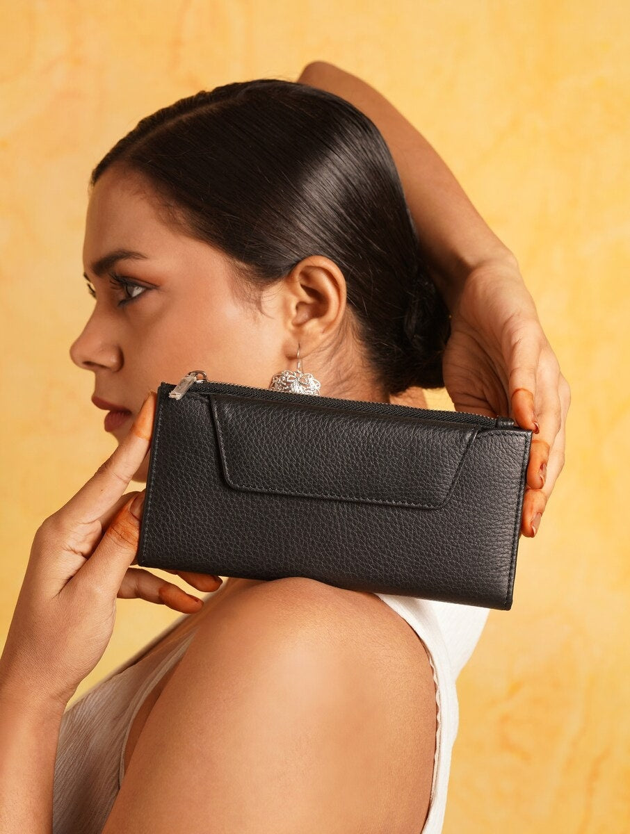 Handcrafted Black Leather Wallet for Women