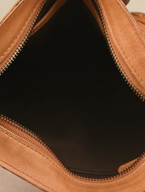 Brown Woven Leather Crossbody Bag