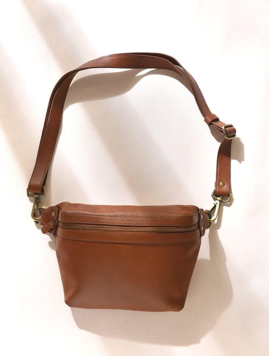 Brown Leather Sling Belt Bag