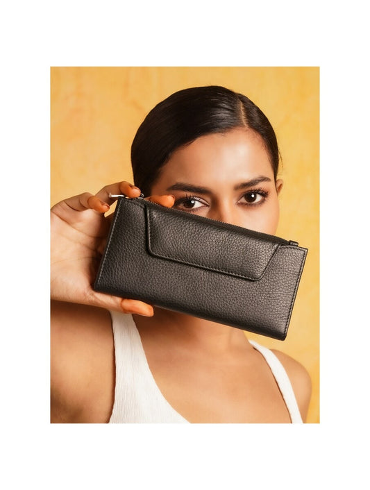 Handcrafted Black Leather Wallet for Women