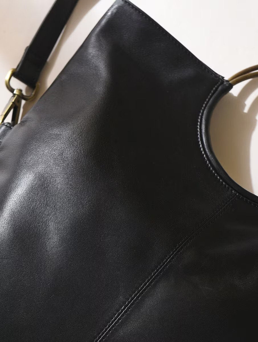 Black Leather Sling Bag