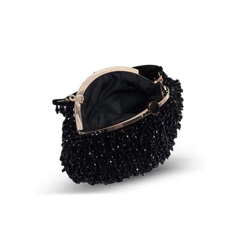 Black Embellished Potli Bag with Handle