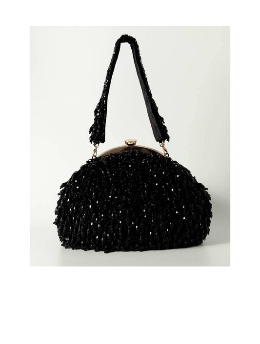 Black Embellished Potli Bag with Handle