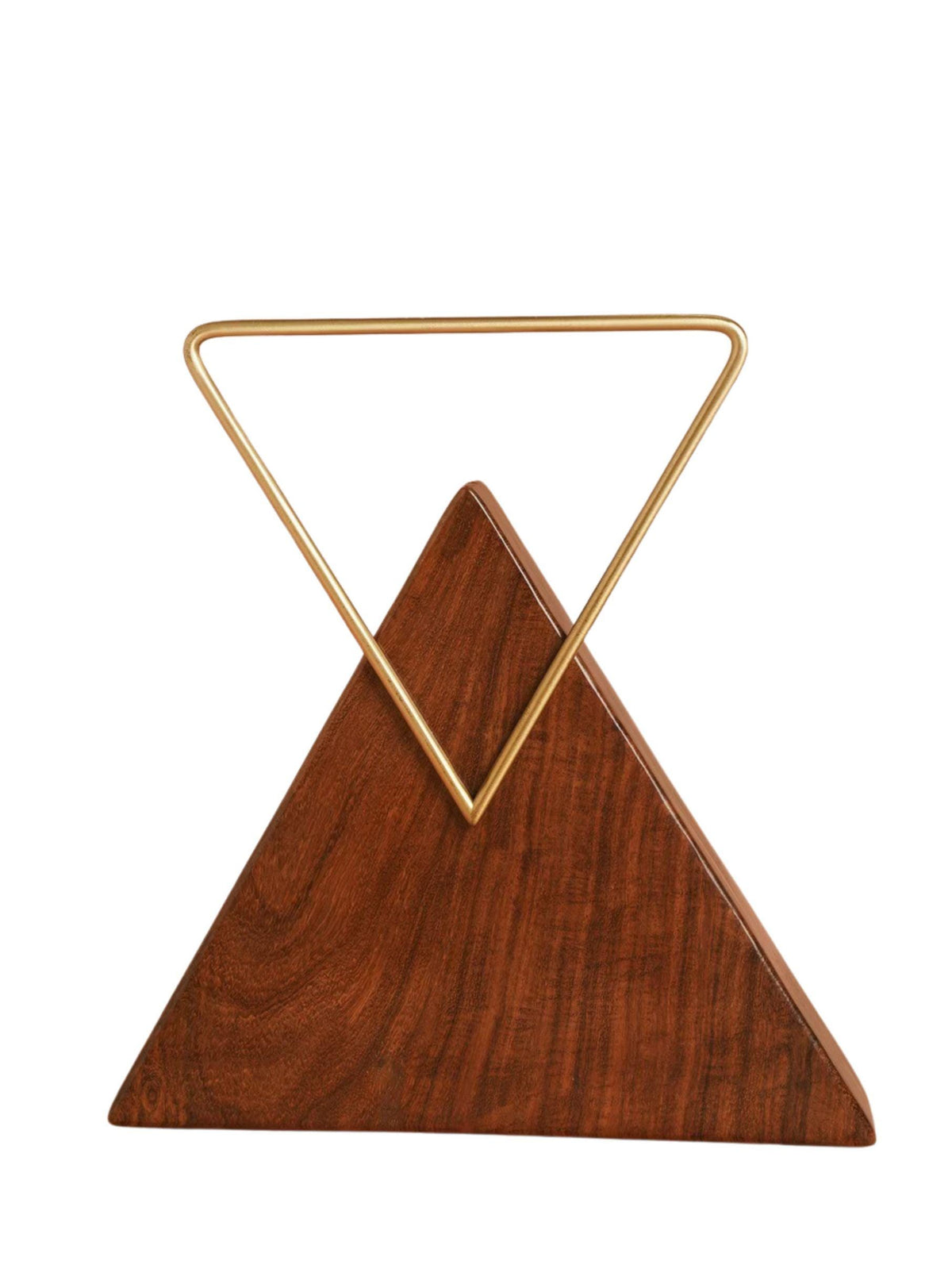 Handcrafted Wooden Triangle Clutch with Brass Handle