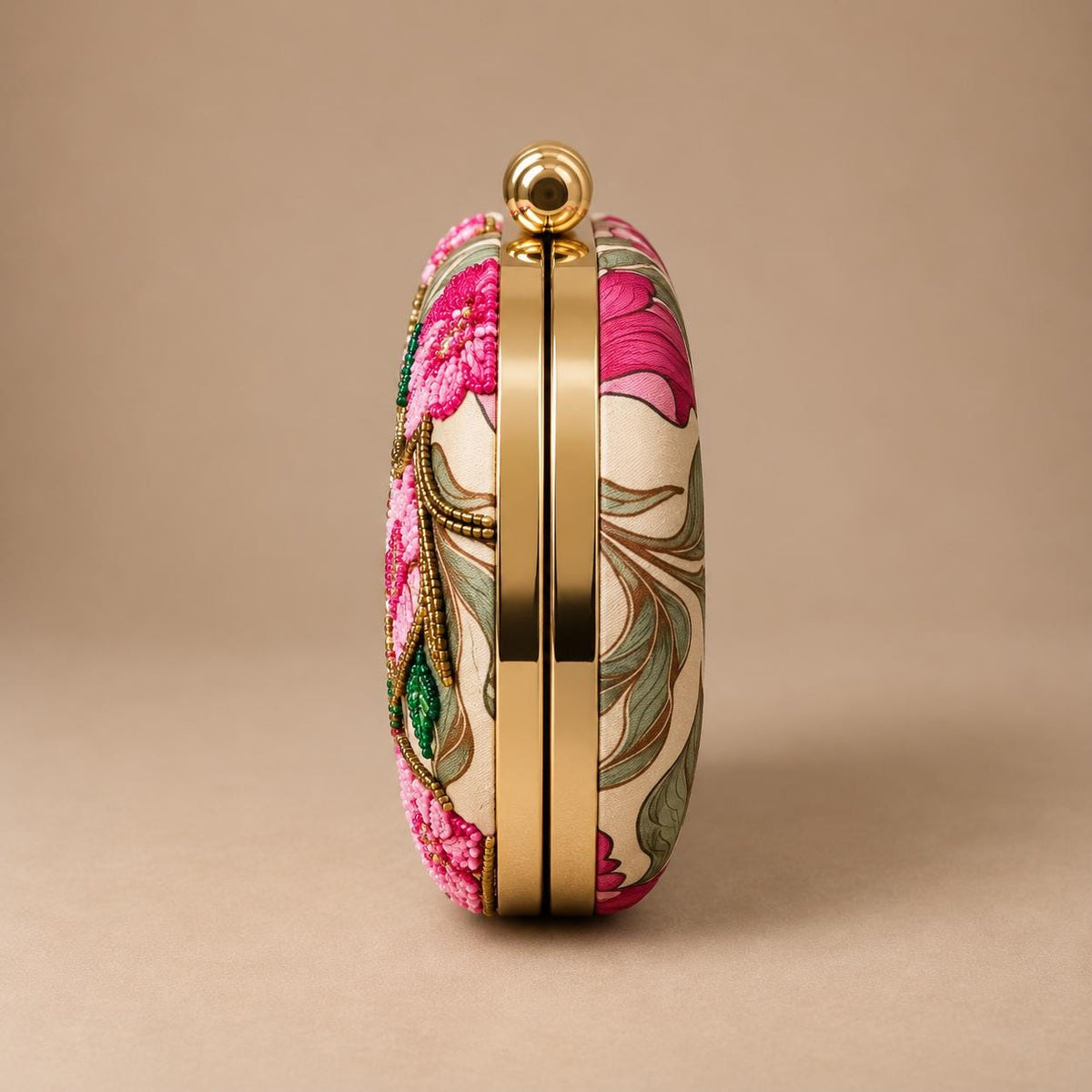 Handcrafted Off-White Floral Embroidered Clutch