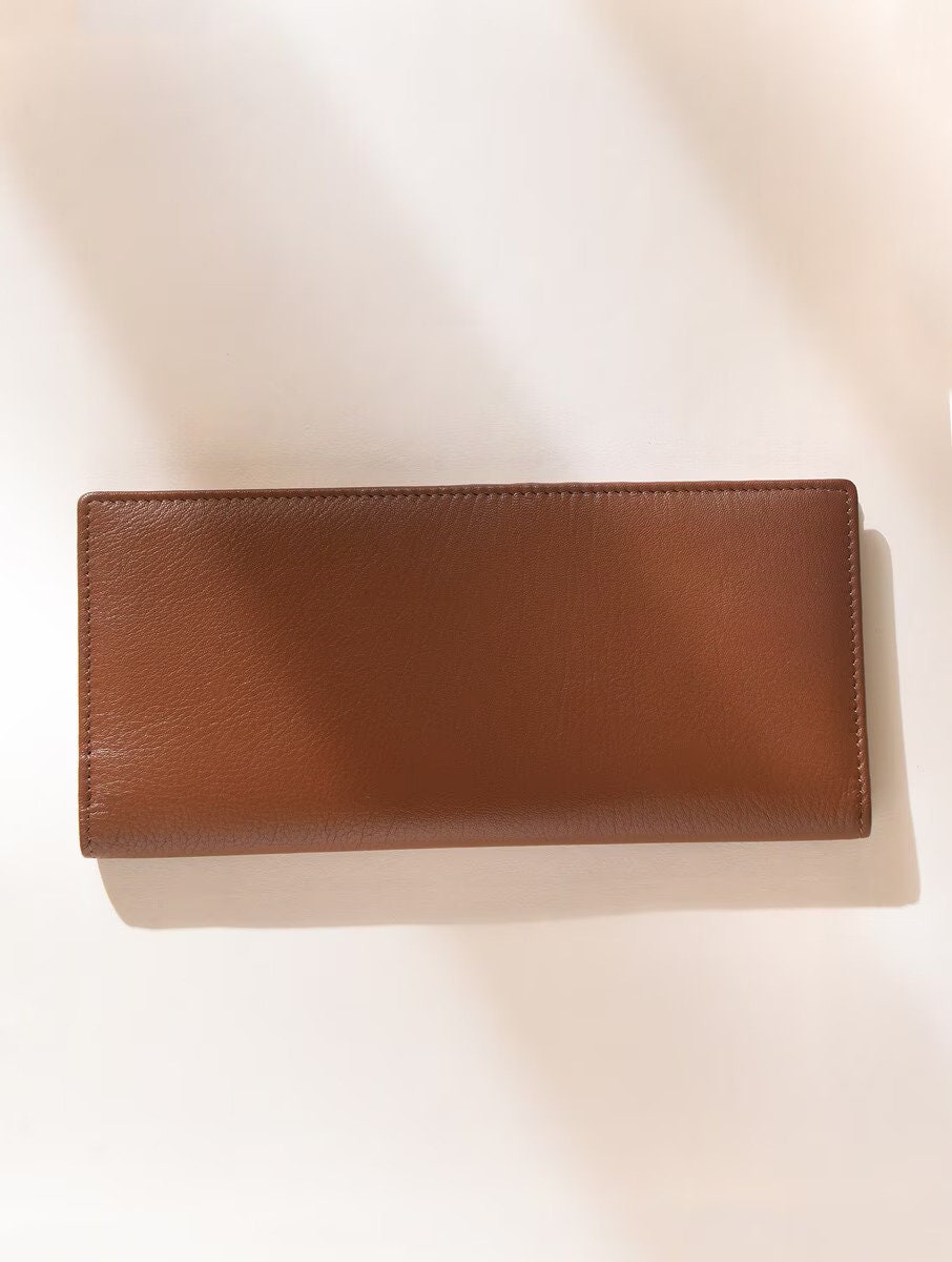 Tan Brown Leather Wallet for Women