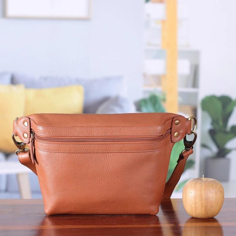 Brown Leather Sling Belt Bag