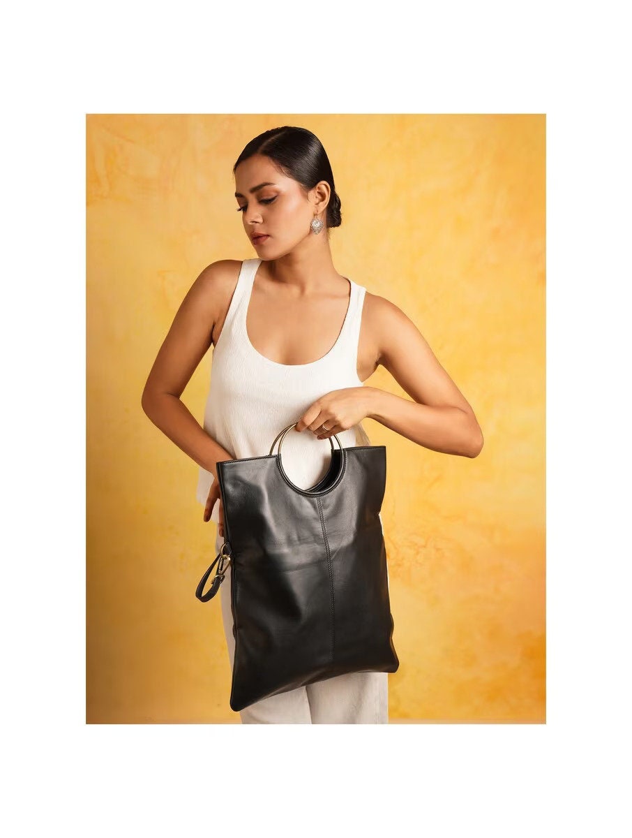 Black Leather Sling Bag