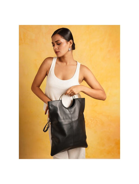 Black Leather Sling Bag