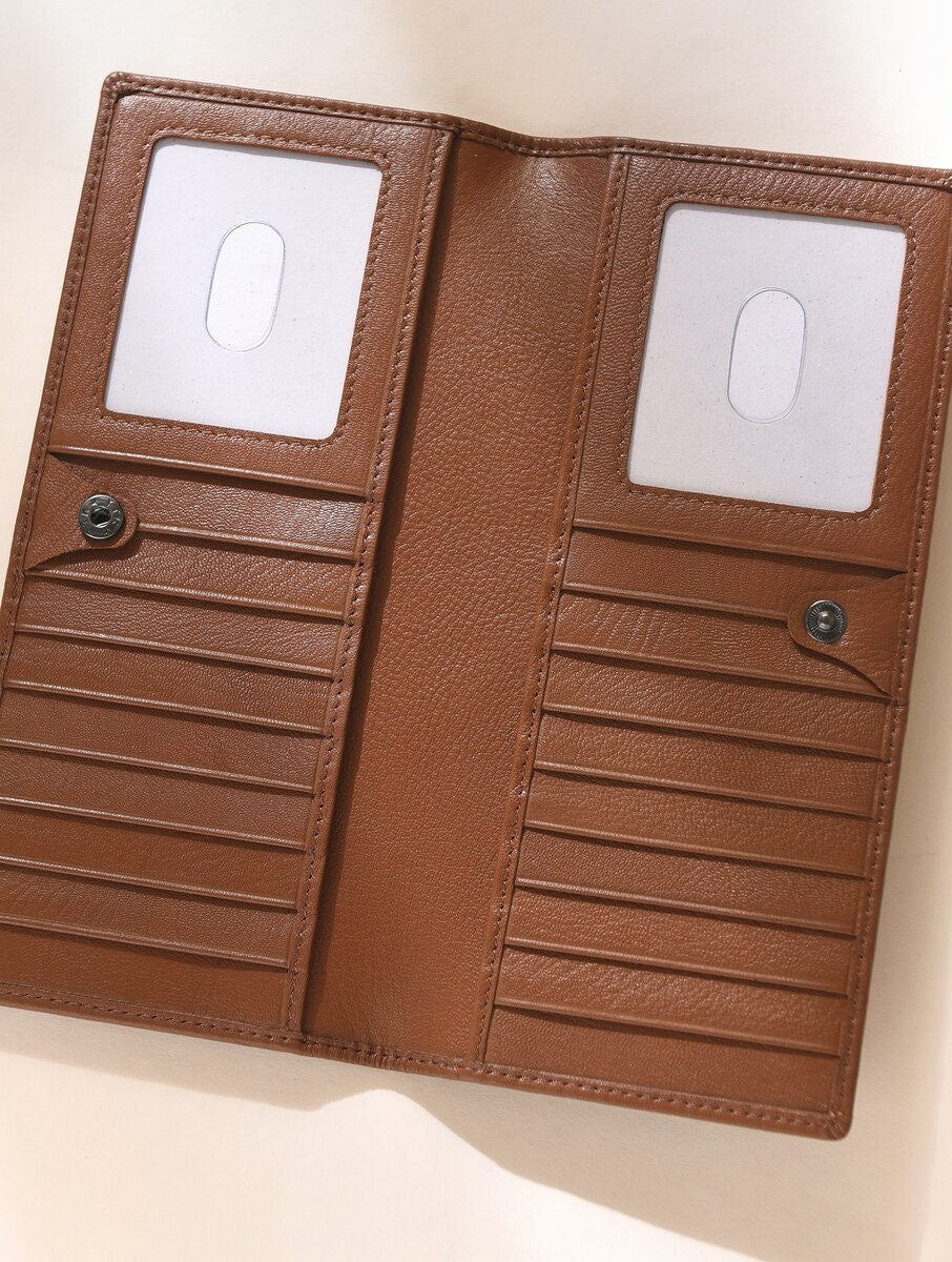 Tan Brown Leather Wallet for Women