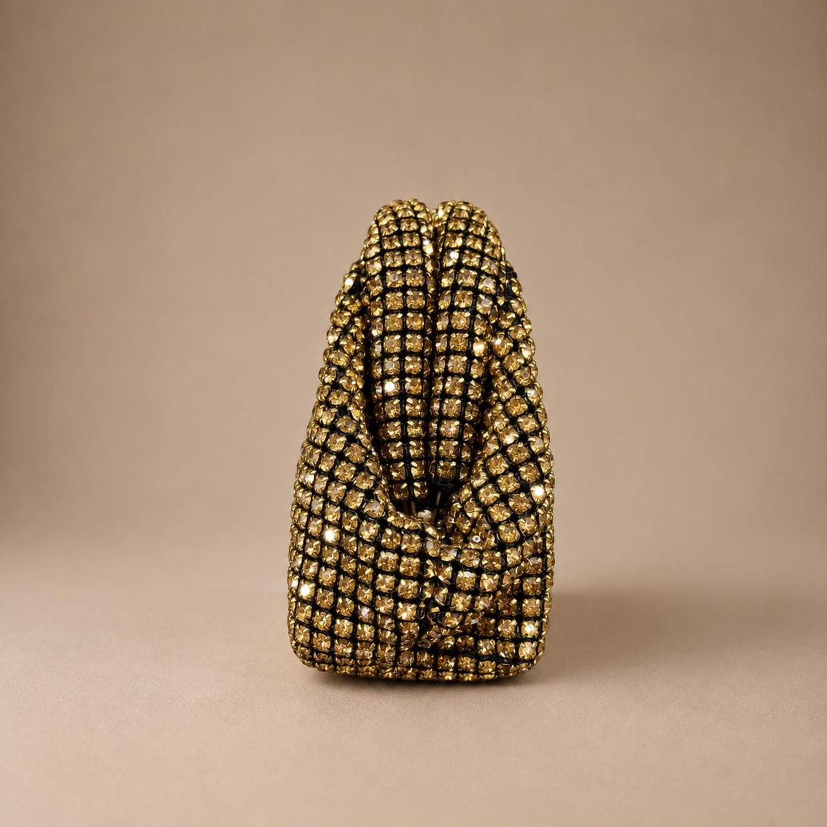 Gold Embellished Evening Clutch with Chain Strap