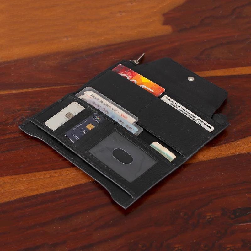 Handcrafted Black Leather Wallet for Women