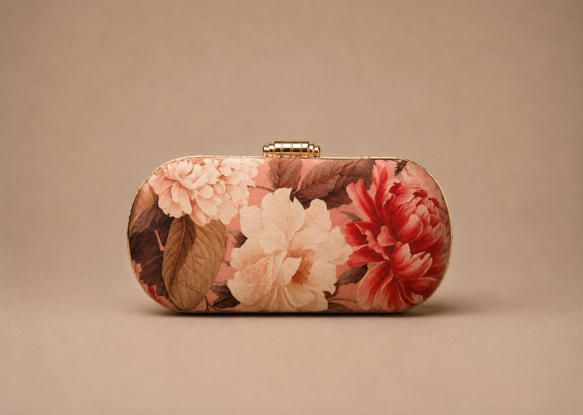 Handcrafted Blush Pink Floral Embroidered Clutch
