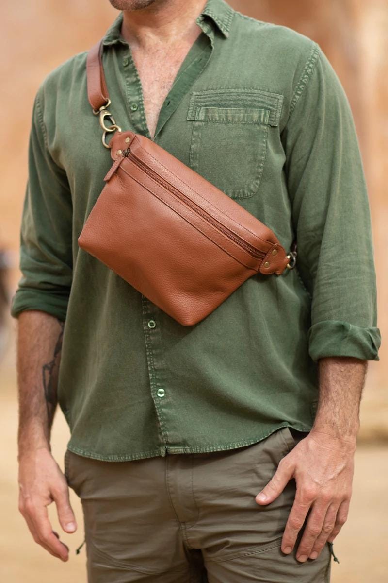 Brown Leather Sling Belt Bag