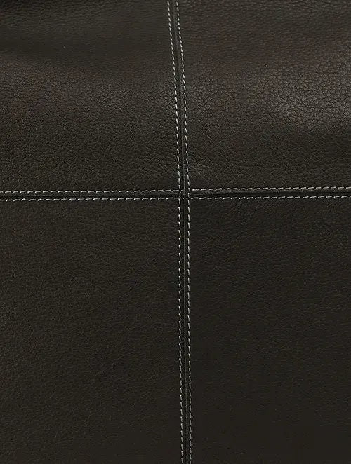 Black Genuine Leather Tote Bag with Sling Strap