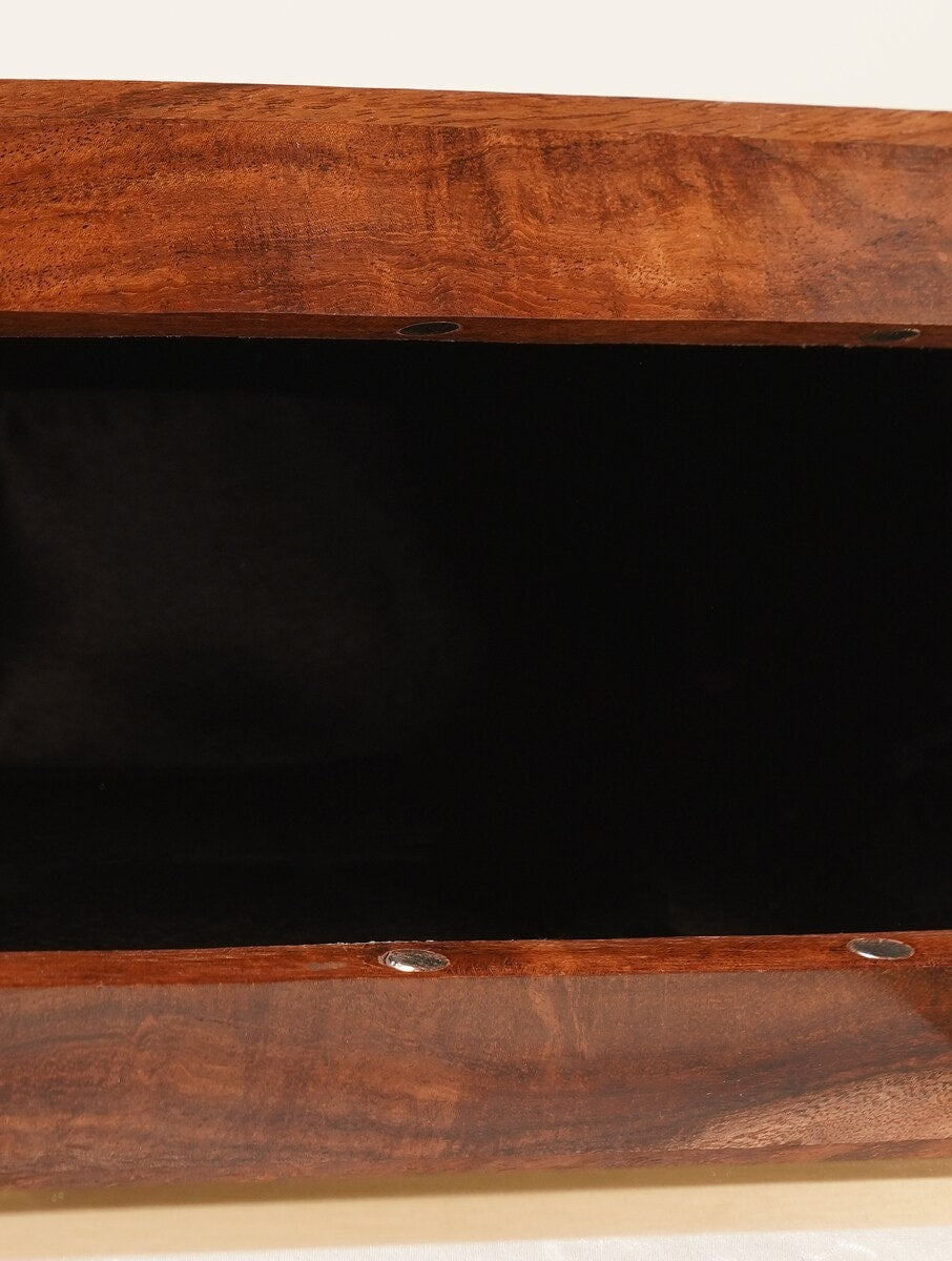 Handcrafted Wooden Rectangular Clutch with Brass Frame