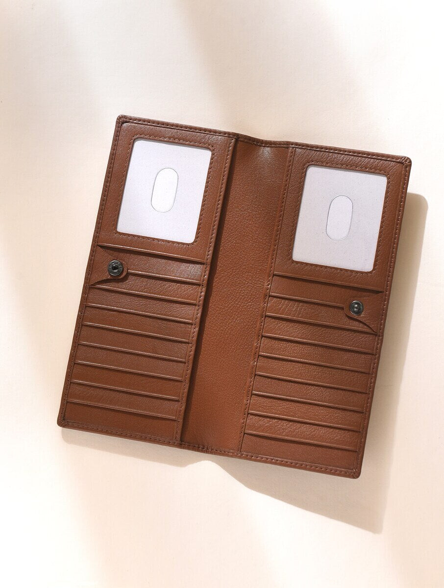 Tan Brown Leather Wallet for Women