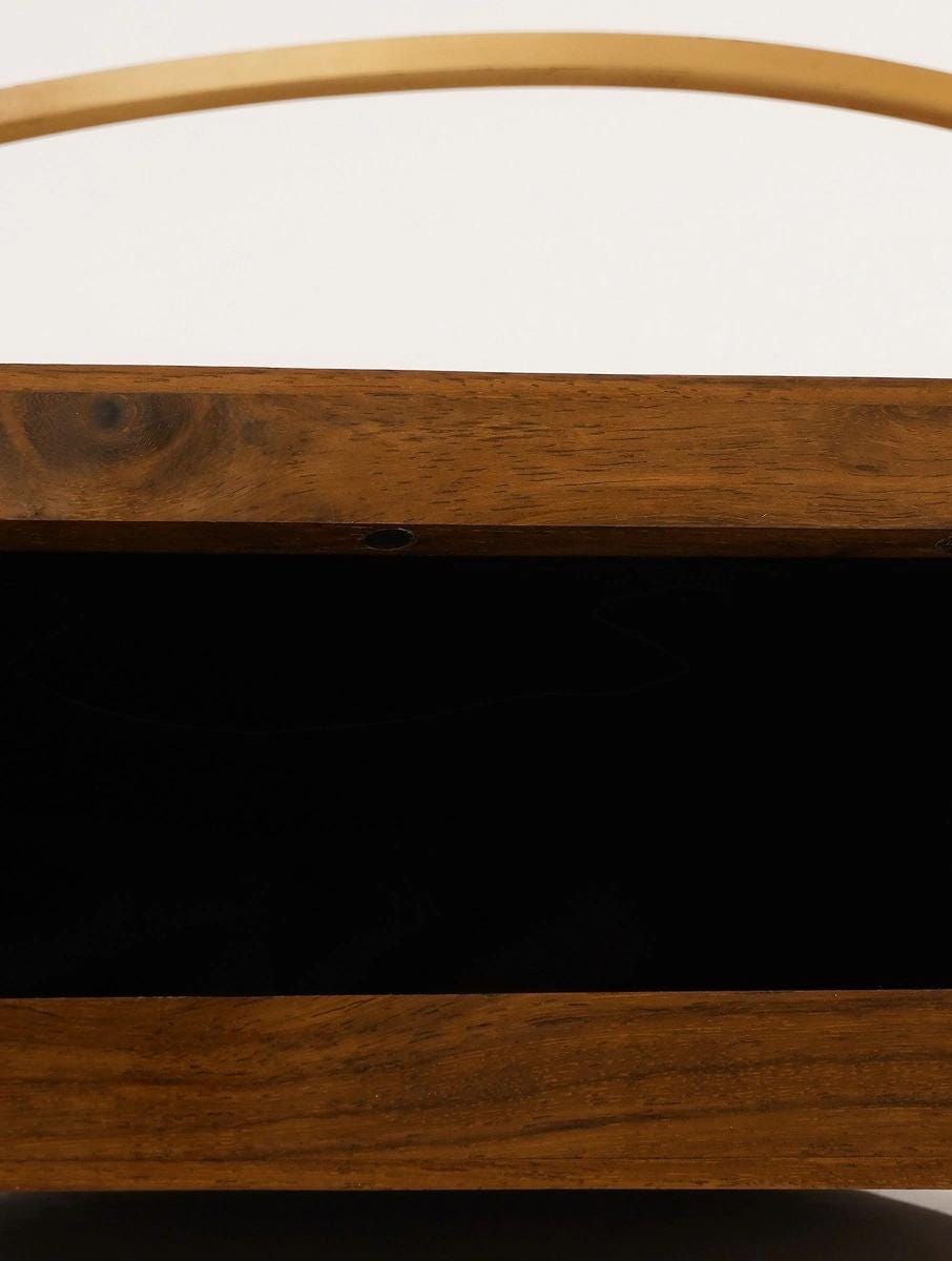 Handcrafted Wooden Half-Moon Clutch with Brass Handle