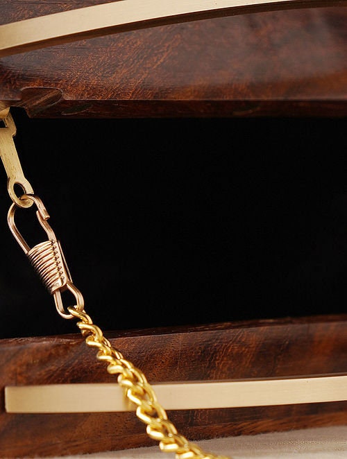 Handcrafted Wooden Clutch with Curved Handle