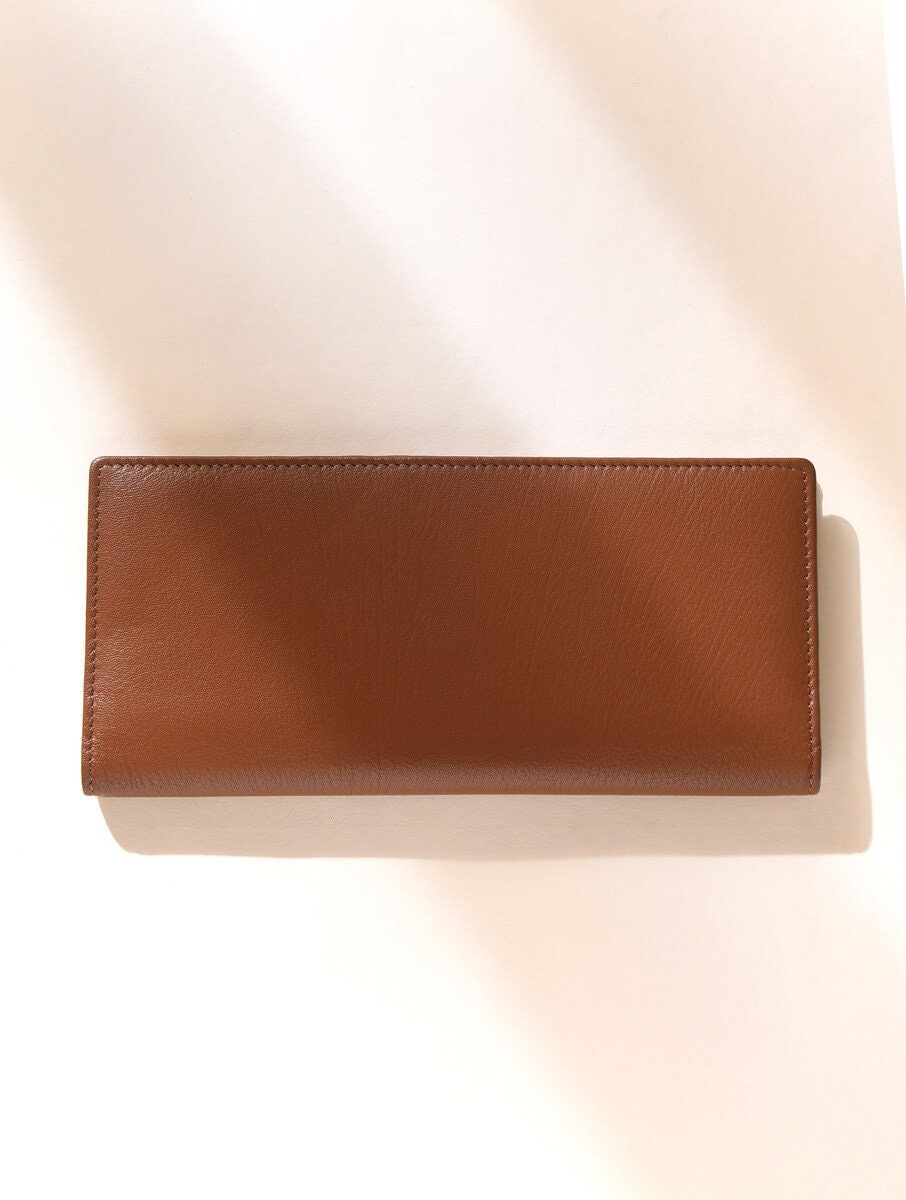 Tan Brown Leather Wallet for Women