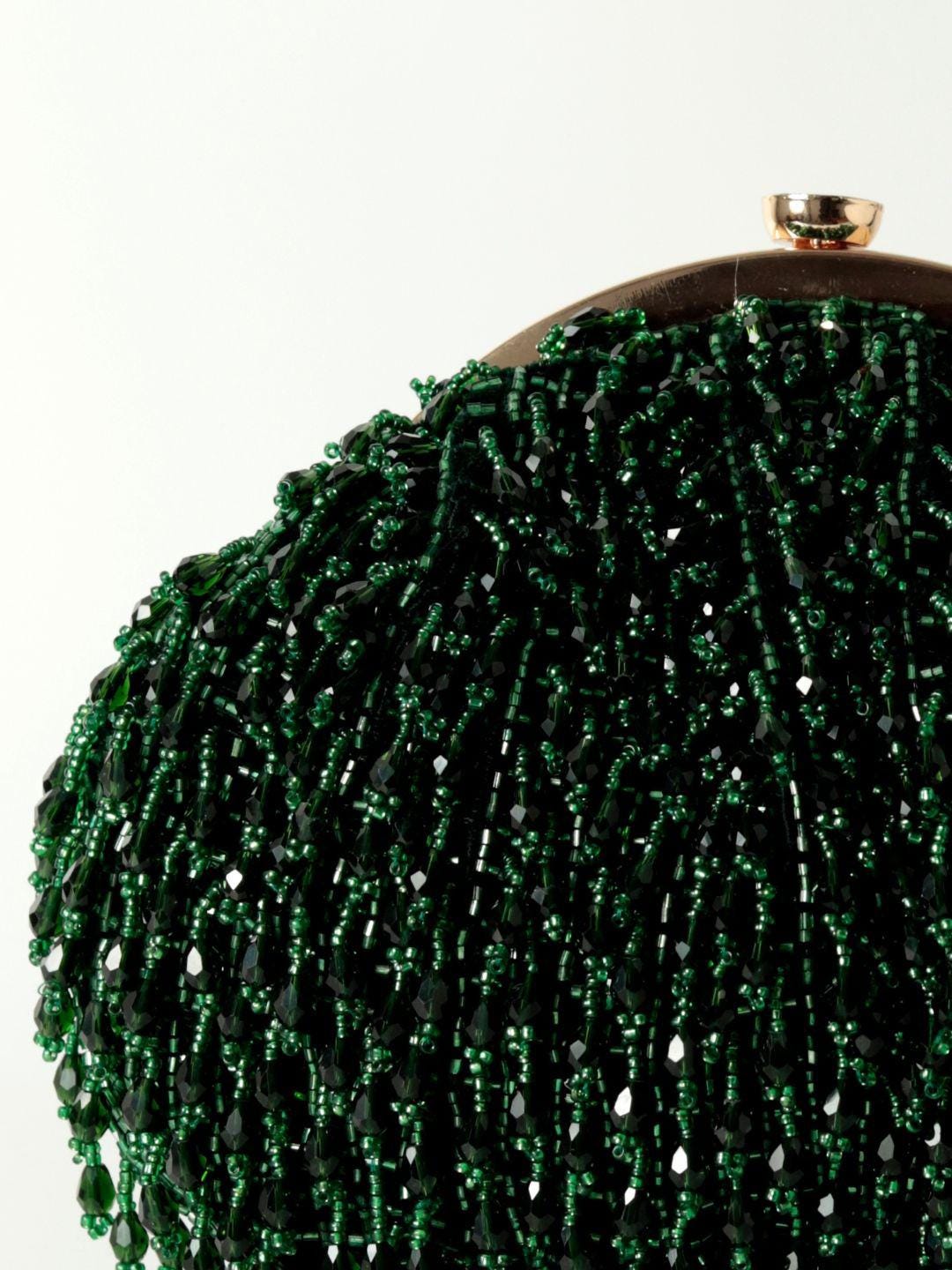 Dark Green Embellished Potli Bag with Handle