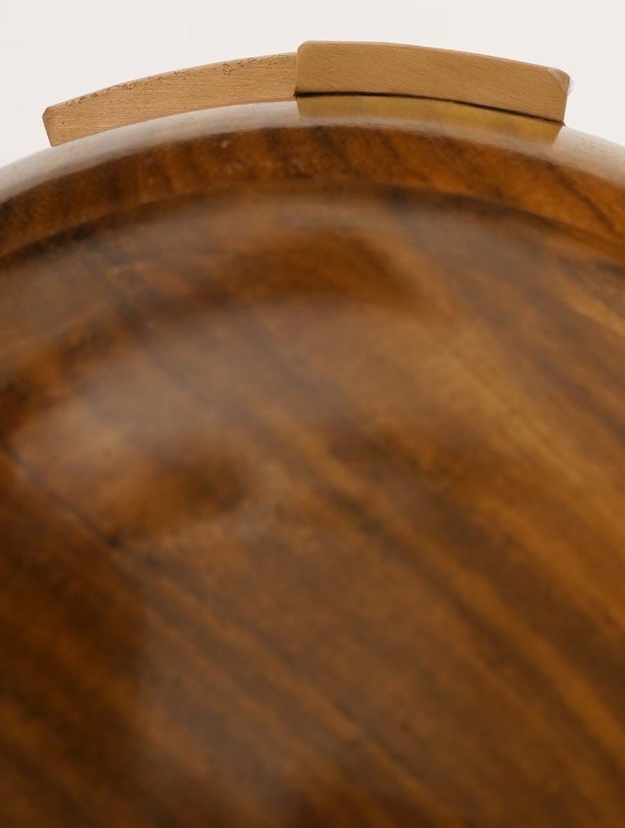 Handcrafted Wooden Ball Clutch with Brass Handle