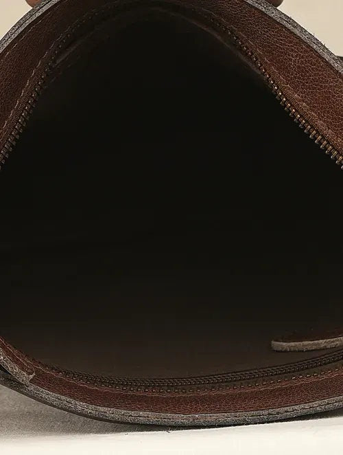 Brown Woven Leather Crossbody Bag