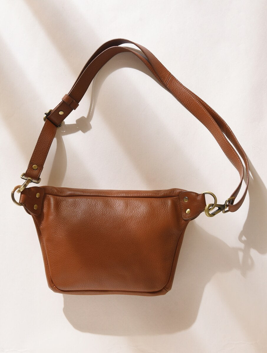 Brown Leather Sling Belt Bag