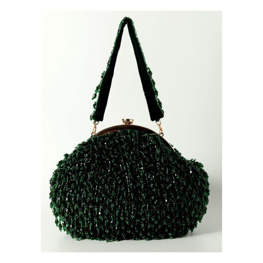 Dark Green Embellished Potli Bag with Handle