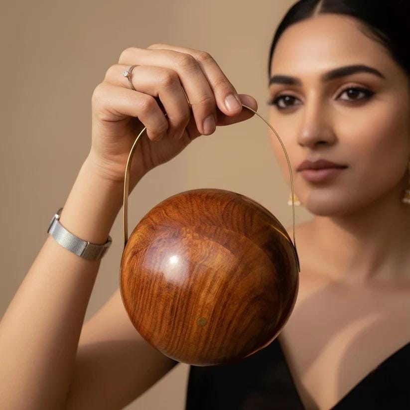 Handcrafted Wooden Ball Bag