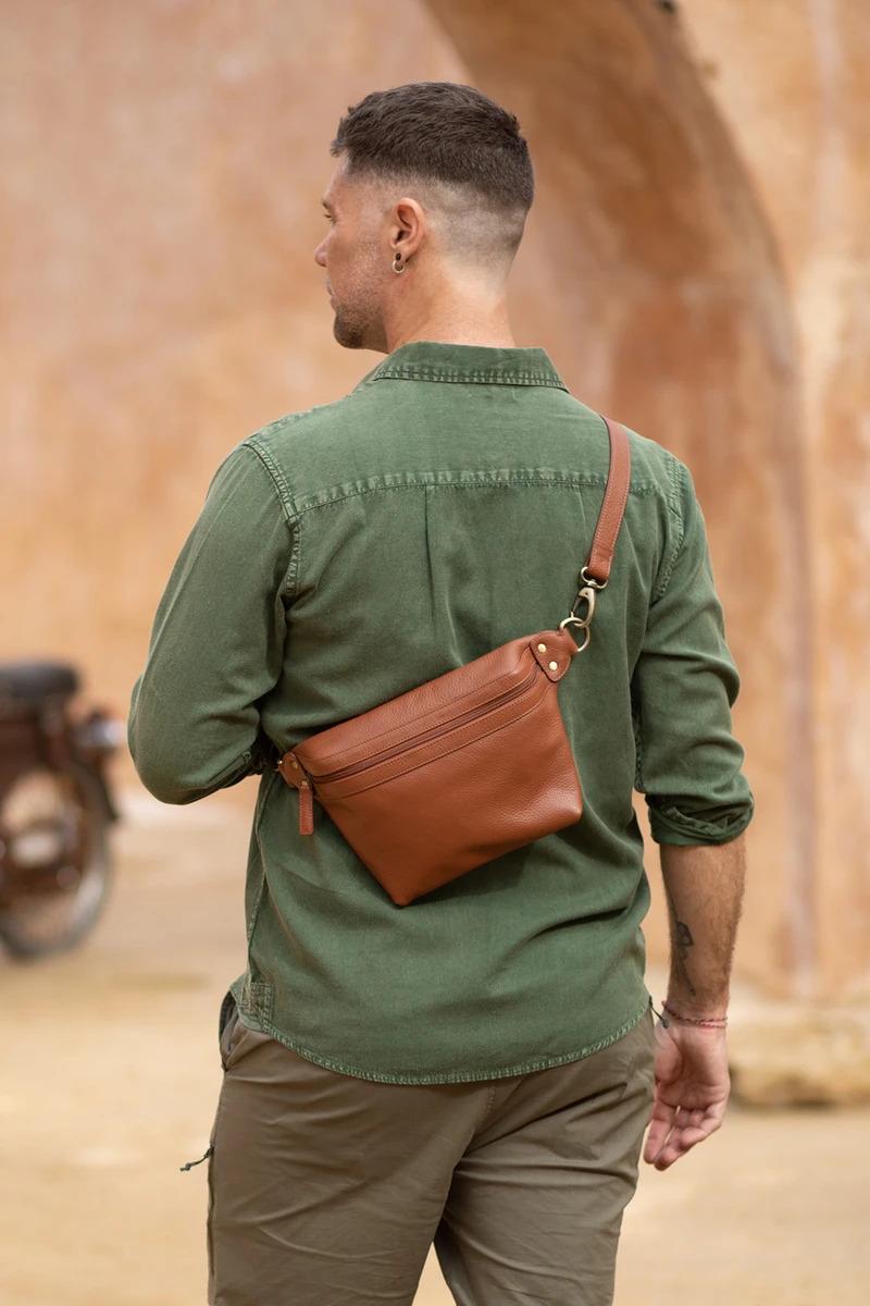 Brown Leather Sling Belt Bag