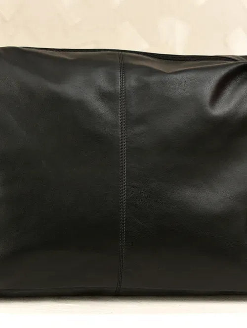 Black Leather Tote Bag with Adjustable Strap