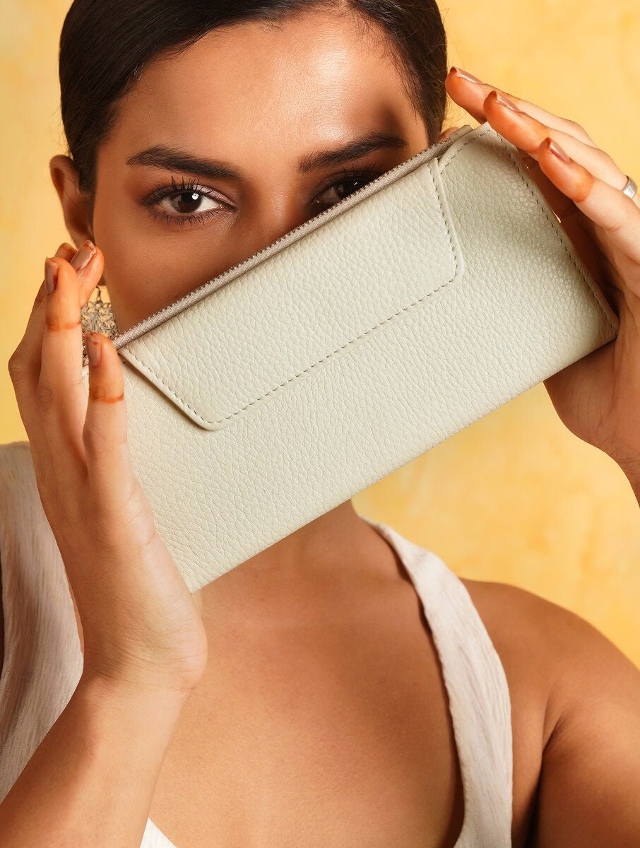 Handcrafted Ivory Leather Wallet for Women