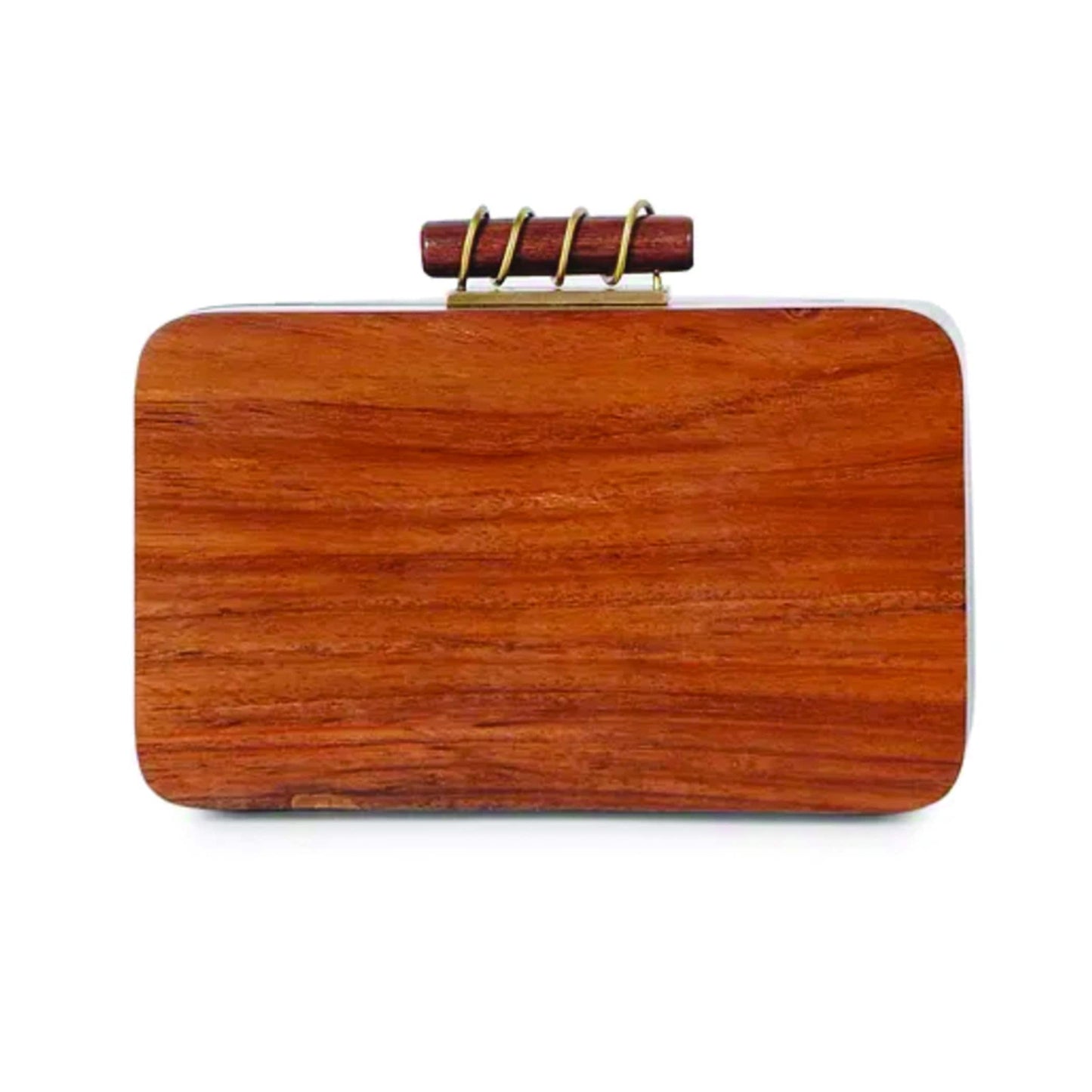 Rectangular Solid Brown Handcrafted Wooden Clutch Sling Bag