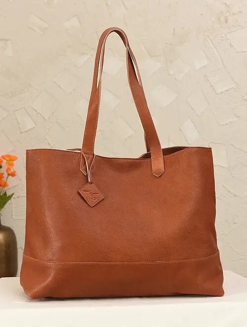 Brown Tan High Quality Genuine Leather Tote Bag